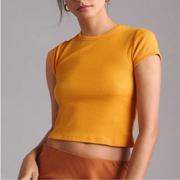 Maeve by Anthropologie the Blair baby cropped tee SIZE XL - Picture 1 of 5